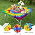 thumbnail image 4 of Colorful Rainbow Tie Dye Spiral Pattern Square Fitted Tablecloth with Elastic Edge,Square Table Cover,Washable Elastic Table Cover for Home Kitchen Party Decor 34"x34", 4 of 6