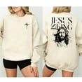 thumbnail image 2 of Jesus Is King Sweatshirt – Artistic Christian Cross & Face Graphic Pullover, 2 of 6