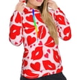 thumbnail image 5 of Yiaed Lips Kiss Print Womens Casual Hoodies Crew Neck Long Sleeve Sweatshirts With Pocket Pullover Tops Women's Hooded Sweatshirt-, 5 of 5
