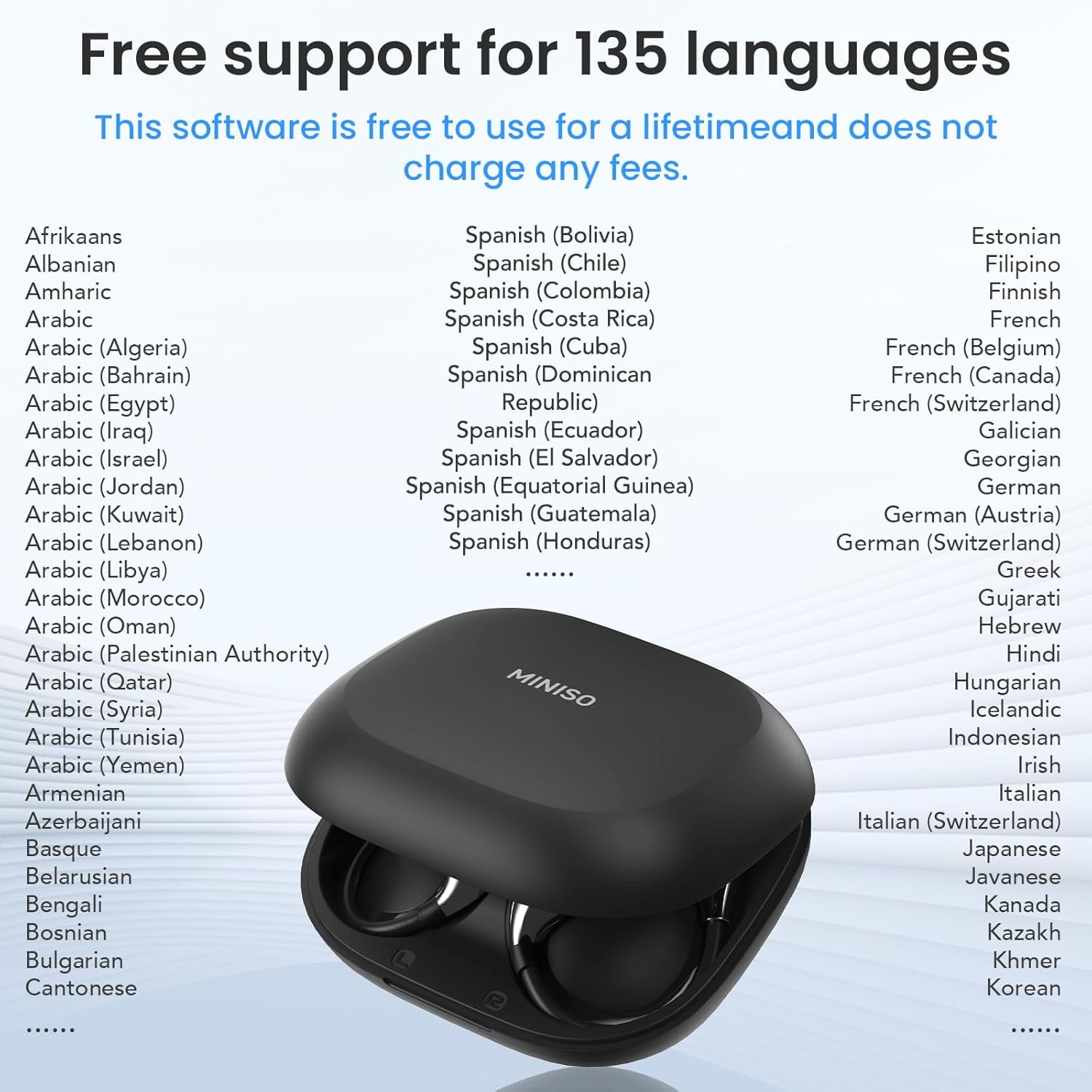 MINISO X33 AI Translation Earbuds Open Ear Wireless Earbuds Sound Long Distance Connection with Charging Case