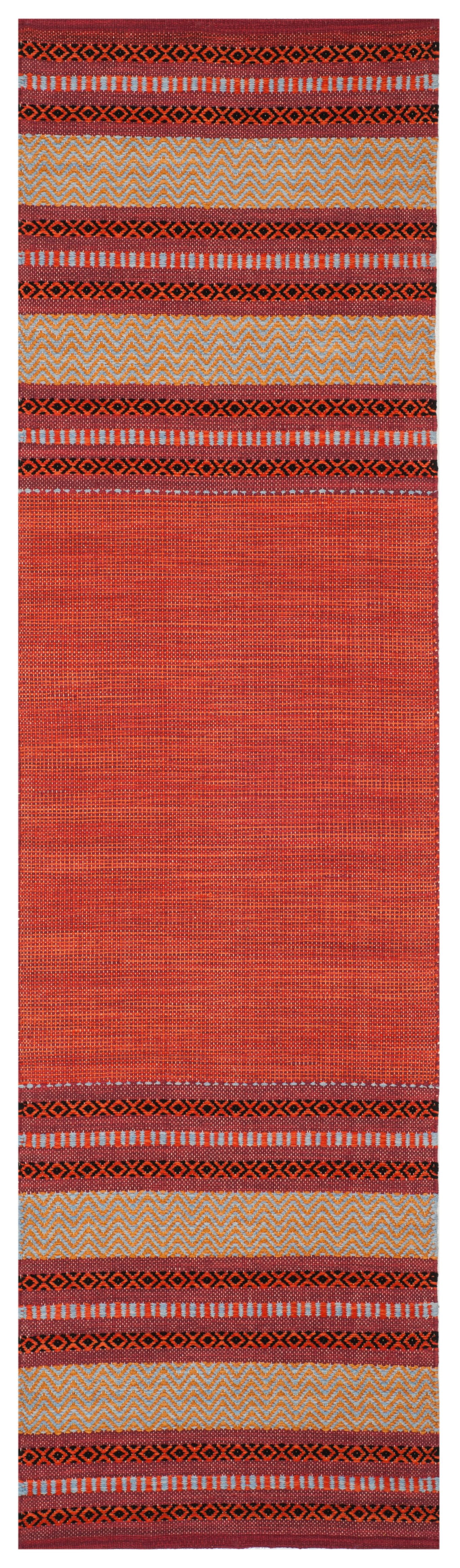 SAFAVIEH Montauk Jobeth Striped Soft Braided Cotton Runner Rug, Red/Ivory, 2'6" x 6'