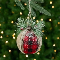 Northlight Plaid with Burlap Christmas Ball Ornaments - 6" (152mm) - Red and Black - 4ct