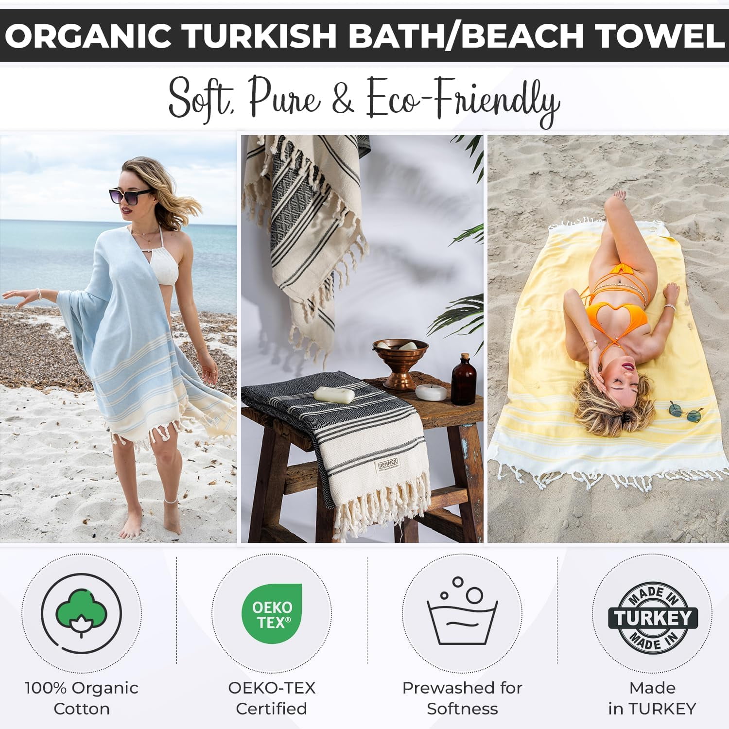 DEMMEX Organic Diamond Turkish Bath & Beach Towel - 100% Oeko-TEX Certified Cotton - Ultra-Soft, Quick-Dry, Lightweight, Compact Luxury Peshtemal Towel, Prewashed, Oversized, 71"x36", Burgundy