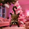 thumbnail image 4 of 2D Flat Acrylic Raccoon Pendant - Pre-Strung Rope Christmas Tree Decoration, Shatterproof Lightweight Ornament, Cute Animal-Themed Decor for Holiday Parties Displays, Festive Accent, 3.93in, A, 4 of 5