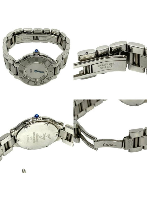 Pre-Owned CARTIER Must 21 Logo Engraved Stainless Steel Quartz Wristwatch, Silver,... (Good)