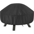 thumbnail image 1 of Fire Pit Cover Round 32 in, Outdoor Fire Pit Cover for 22-32 Inches Fire Pits, Windproof Drawstring & Waterproof Layer, Lightweight, Black, 1 of 7