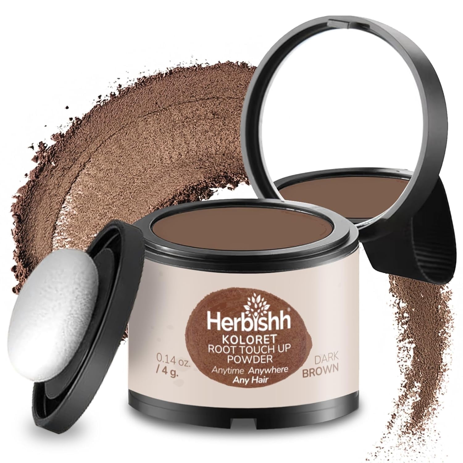 (5 pack) Koloret Root Touch Up Powder– Dark Brown Powder for Women & Men, Instant Root Cover Up for Gray Coverage, Hairline Concealer for Thinning Hair & Bald Spots, Water-Resistant & Smudge-Proof, 4g