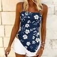 thumbnail image 5 of Women's Floral Tank Tops Plus Size Spaghetti Strap Irregular Hem Blouse Vacation Casual Comfy Beach Camisoles (M, Blue), 5 of 6
