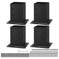 KFFKFF 6x6 Post Base Set of 4, Inner Dimensions 5.6x5.6 inch / 142x142 mm, Durable Carbon Steel Brackets for Decking, Wood Post Support, Pavilion Deck Railing, and Base Plate Applications, Black