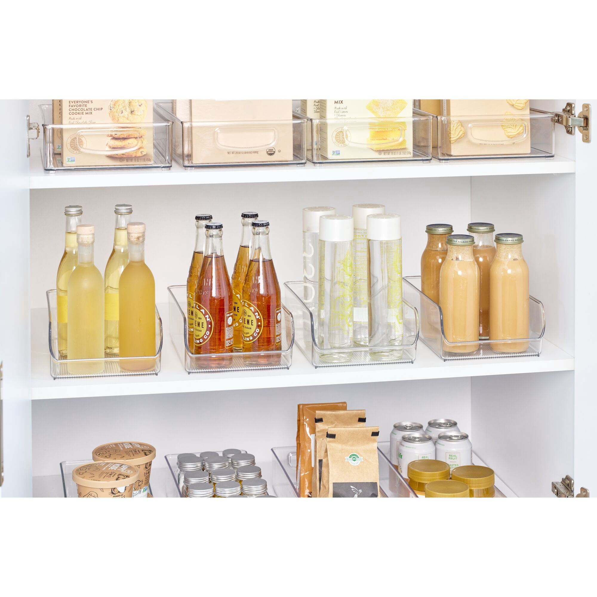 iDesign Pantry Organizer Bins for Cabinets or Fridge - Set of 4 - Clear