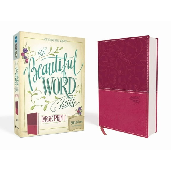 Beautiful Word NIV, Beautiful Word Bible, Large Print, Imitation Leather, Pink: 500 Full-Color Illustrated Verses, (Hardcover)