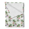 thumbnail image 2 of Palm Tree Soft Flannel Fleece Blanket, Tropical Island Inspired Pattern with Flamingo Birds Hibiscus Flowers Watercolors, Cozy Plush for Indoor and Outdoor Use, 50" x 60", Multicolor, by Ambesonne, 2 of 5