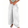 thumbnail image 6 of JUSLIO Womens Pants Linen Pleated with Pockets Loose Casual Drawstring Stretchy Straight Pants, 6 of 6