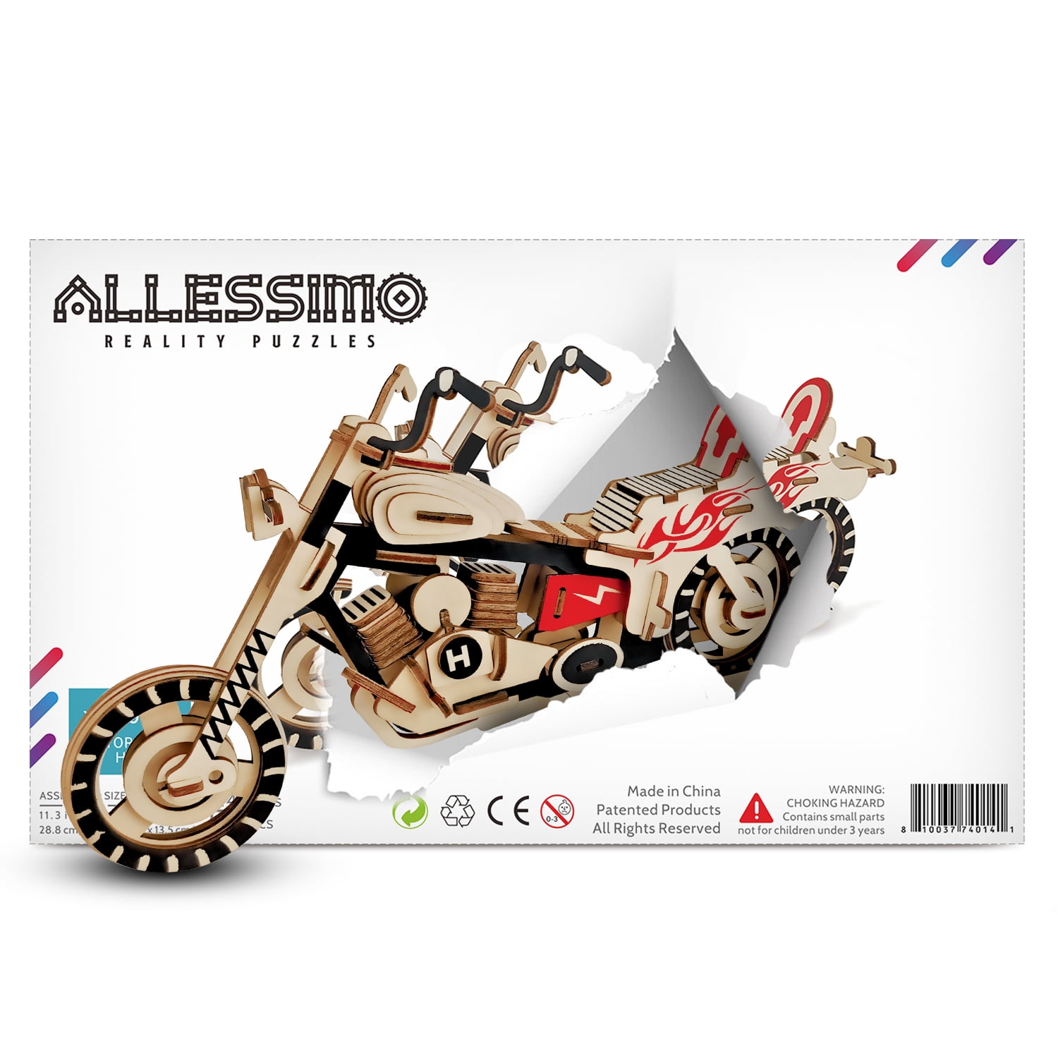 Puzzled Dirt Bike and Motorcycle Wooden 3D Puzzle Construction Kit 