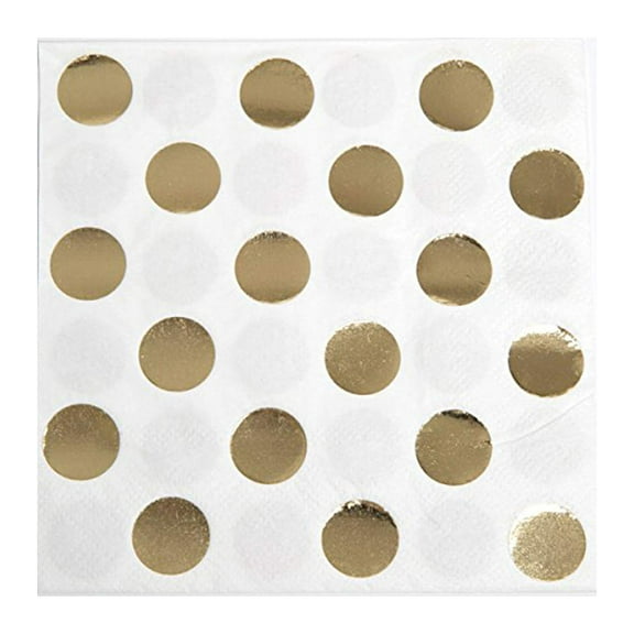 Foil Polka Dot Paper Beverage Napkins, Gold, 16ct