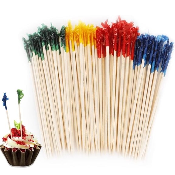 HXRH 1000 Pcs Wooden Toothpicks for Appetizers,2.5 Inch Frill Picks with Assorted Colors,Decorative Food Pick,Party Cocktail Picks for Fruit, Barbeque, Salads, Sandwiches