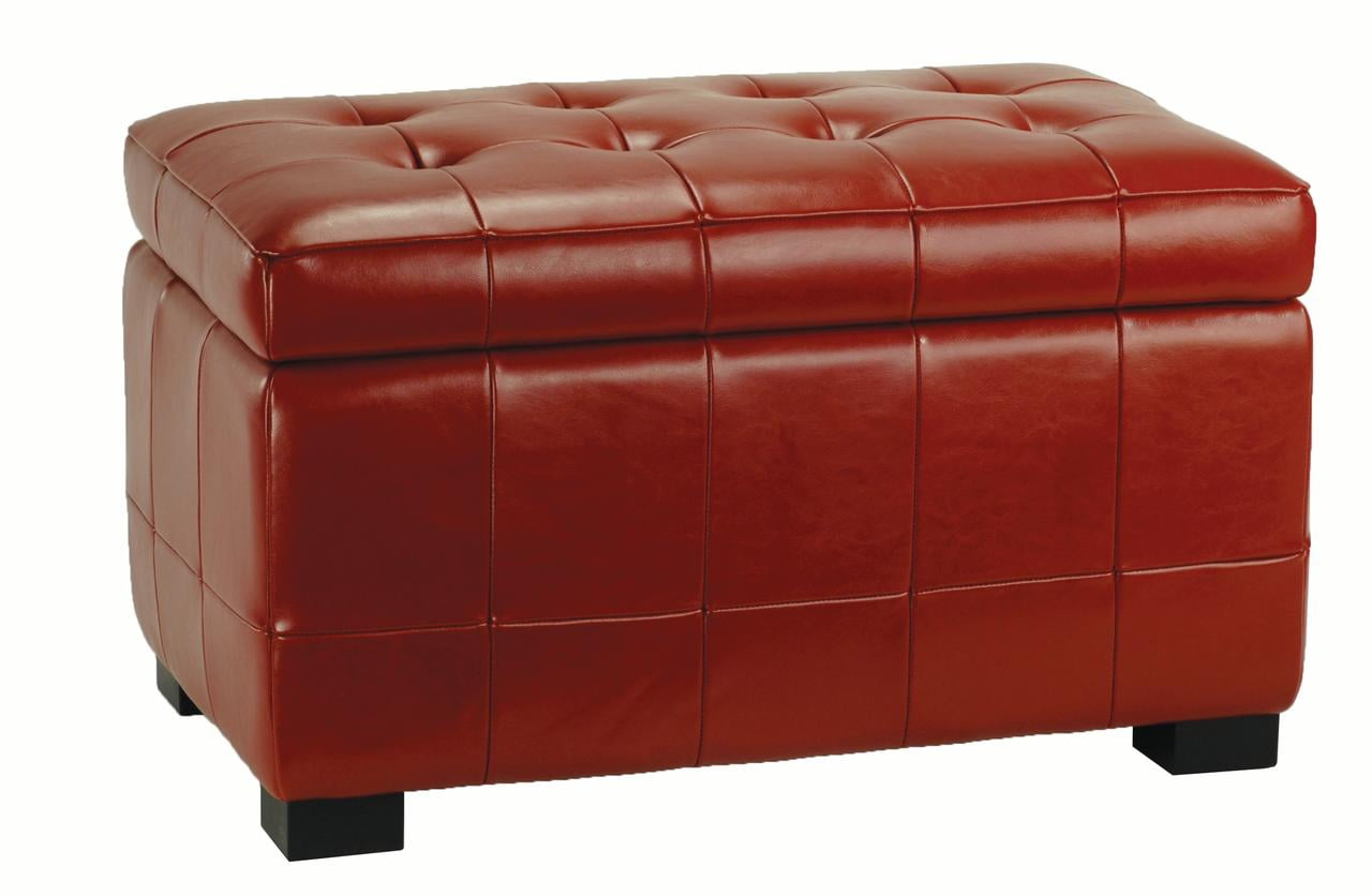 SAFAVIEH Small Manhattan Rustic Tufted Storage Bench, Red