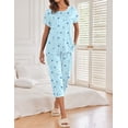 thumbnail image 2 of Ekouaer 2 Pack Womens Pajamas Sets Short Sleeve Tops and Capri Pants Pjs Colorful Printed Sleepwear Sets, 2 of 5