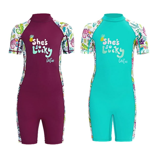 2 Uds Traje de Baño de Neopreno para Niños, Ropa de Playa para Niñas, Traje de Neopreno Corto DYNWAVEMX Bañador Niño