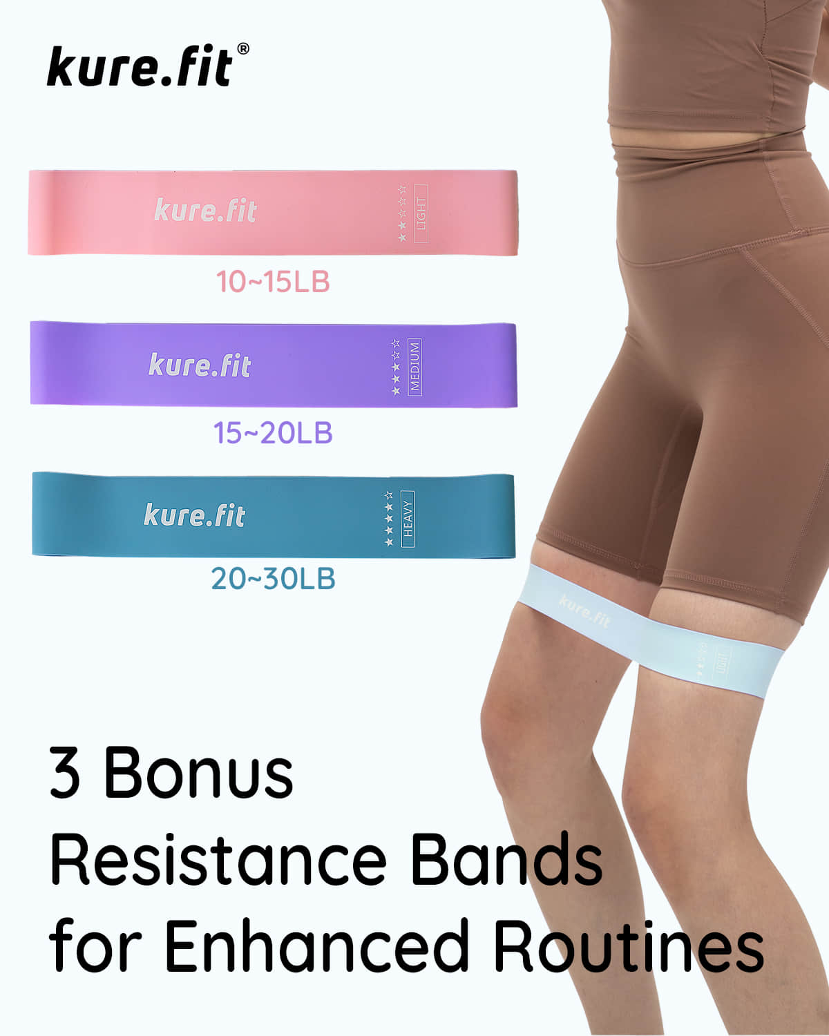 kure.fit Hand Weight Bars for Women, with Resistance Booty Bands, Non-Slip Portable Dumbbells for Pilates, Yoga, Cardio and Strength Training, 2.2 lb