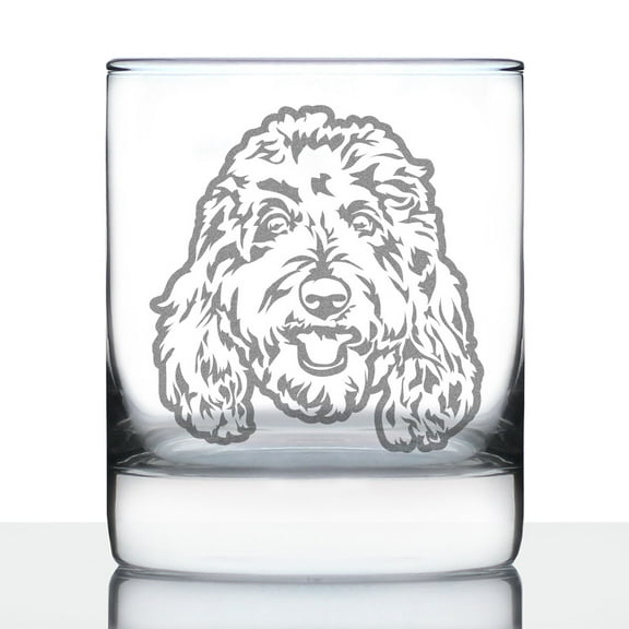 Bevvee Whiskey Rocks Glass 10.25 oz Golden Doodle Face Golden Doodle Owner Gifts Glassware & Drinkware