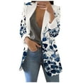 thumbnail image 2 of Women's Printed Suit Cardigan Coat, Fashion Casual Long Sleeve Loose Comfortable Open Front Blazer for Daily Wear and Office Outfits, in White, Size XXXL, 2 of 5