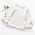 thumbnail image 3 of GYRATEDREAM Unisex Toddler Baby Solid Color Undershirt Boys Girls Wooden Ear Edge Fall Top Kids Long Sleeve Crew Neck Blouses Top for 1-8 Years, 3 of 5