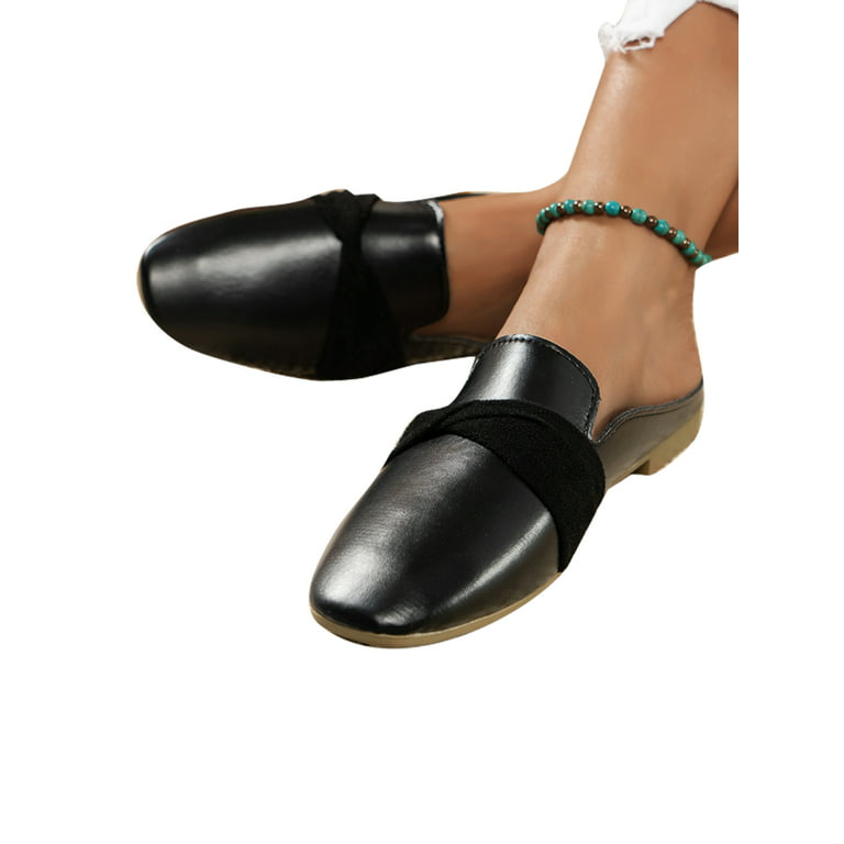 Harsuny Womens Flats Comfort Casual Shoes Slip On Mules & Clogs Driving  Anti-Slip Slip-Resistant Slides Sandals Closed Toe Walking Shoe Black 5 