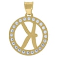 thumbnail image 2 of Auriga 10k Yellow Gold Cubic Zirconia Initial Letter K Circle Charm Pendant, 2 of 4