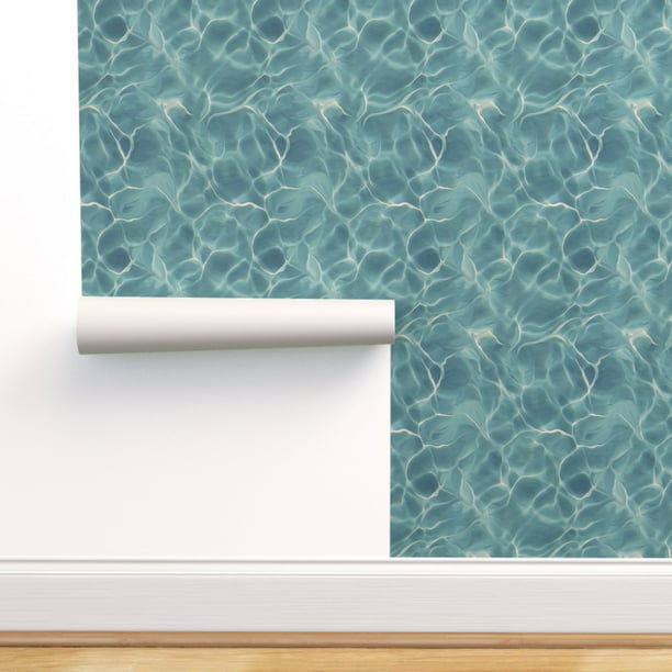 Peel & Stick Wallpaper Swatch Blue & Teal Ocean Painting Waves