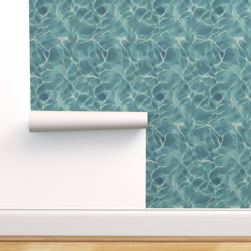 Peel-and-Stick Removable Wallpaper Waves Turquoise Blue Ocean Sea Tide
