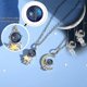 thumbnail image 5 of Astronaut Couple Necklace Titanium Steel Blue Silver Gold Romantic Cute Dainty Love Moon Star Universe Space Astronaut Pendant Necklace for Coupl, 5 of 5