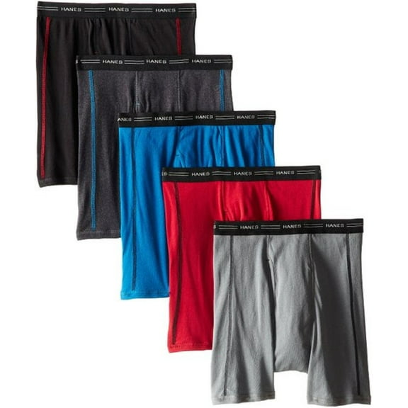 Hanes Men's 5-Pack Sports-Inspired Boxer Brief , Assorted, Large