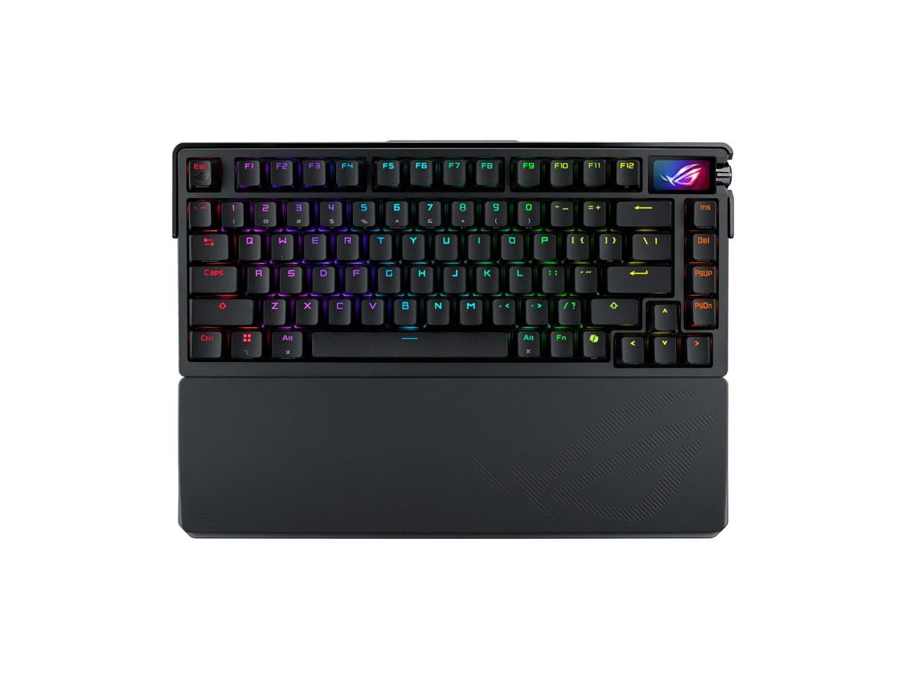 ASUS ROG Azoth Extreme 75 Custom Gaming Keyboard, Aluminum Chassis, Carbon Fiber Positioning Plate, Adjustable Gasket Mount, 3-Layer Dampening, Color OLED Touchscreen, ROG NX Snow Switches, PBT Keyca