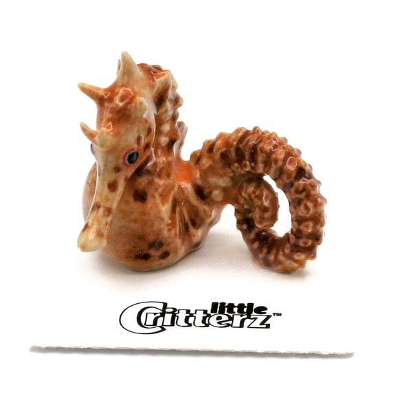 Little Critterz Brown Seahorse Big Belly - Seahorse "Dancer" Reptile Handcrafted Decorative Figurine - Miniature Porcelain Figurine