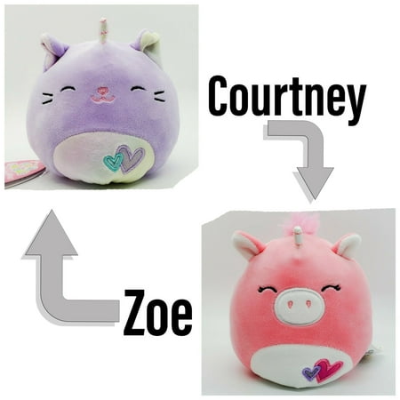 Rare Squishmallow Flip-A-Mallow 5" Courtney the Cat and Zoe the Unicorn Pig
