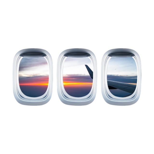 3 pegatinas para ventana de avión, pegatinas de de avión, decoración moderna, calcomanías de pared, papel tapiz de PVC para sala de estar y baño. de día
