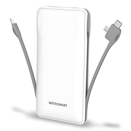 Portable Charger with Built in Cable, Metecsmart Portable Charger for iPhone, 10000mah Power Bank, iPhone Charger Portable, Type C Battery Pack Charger, USB C Cell Phone Charger Portable