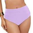 thumbnail image 4 of Zhden Bikini Bottoms for Women Mid Rise Bikini Bottoms Ruched Scrunch Swim Bottom Full Coverage Bathing Suit Bottoms（Light Purple,L）, 4 of 9