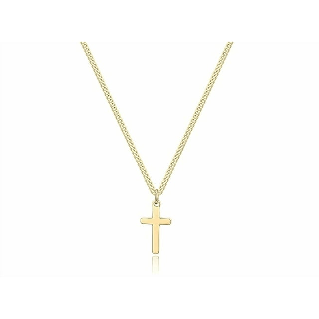 Collar de cruz para colgante de cruz pequeña de acero inoxidable con relleno de oro de 14 quilates con cadena cubana Xtellar dorado