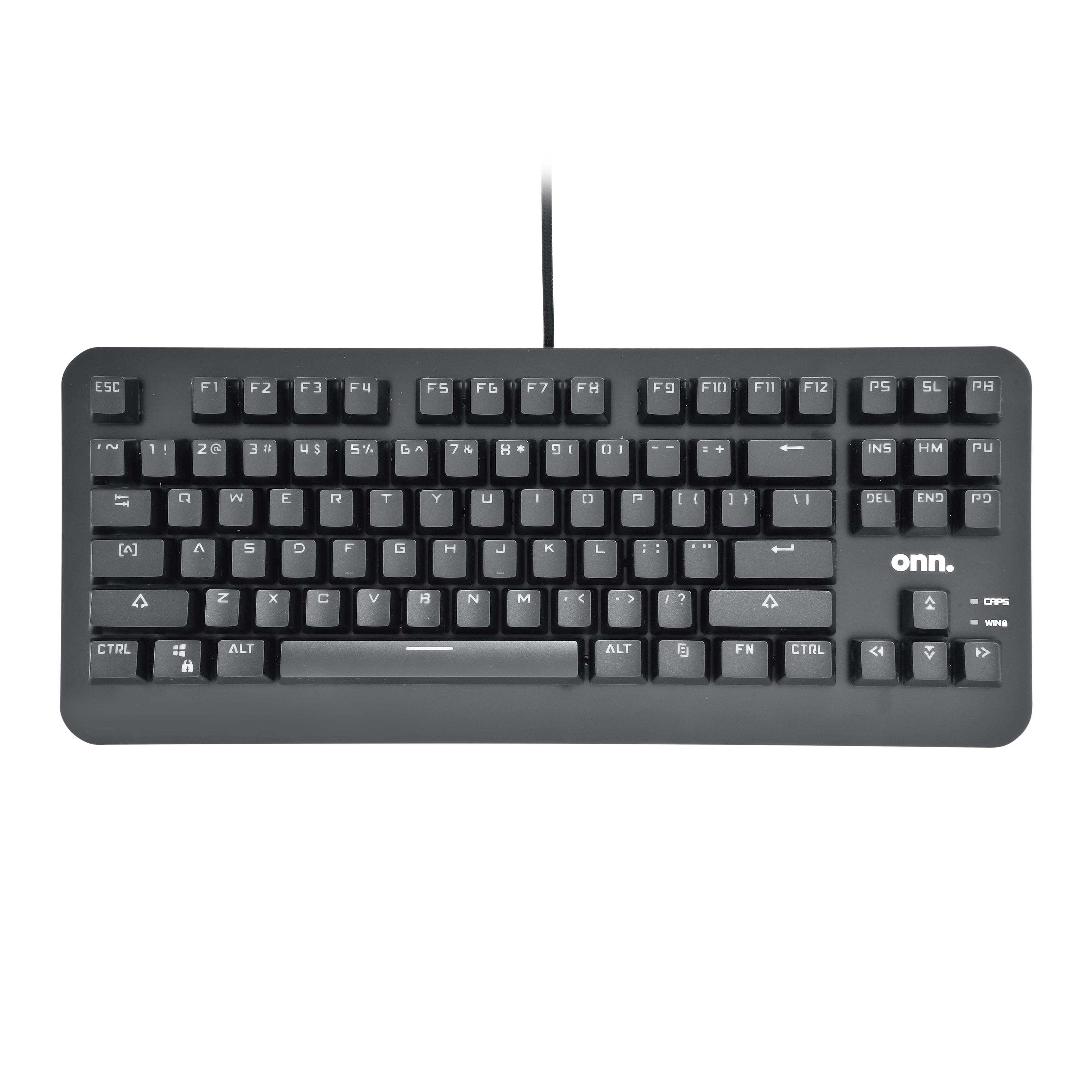 onn. RGB Mechanical Gaming Keyboard with Compact Tenkeyless Design, Blue Switches, 6ft USB Cable, Black
