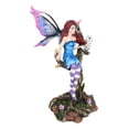 thumbnail image 3 of Blue Avatar Butterfly Fairy With Snow Owl Sitting On Magic Forest Tree Figurine, 3 of 7