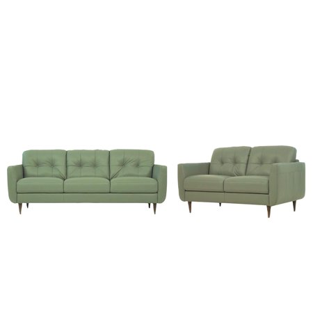 Transitional Pesto Green Leather Sofa + Loveseat by Acme Radwan 54960-2pcs