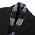 thumbnail image 4 of UVEASISHA Men's Wool Blend Coat with Detachable Plaid Scarf Big and Tall Fashion Single Breasted Peacoat Slim Fit Casual Notched Collar Trench Coats Black XXL, 4 of 9