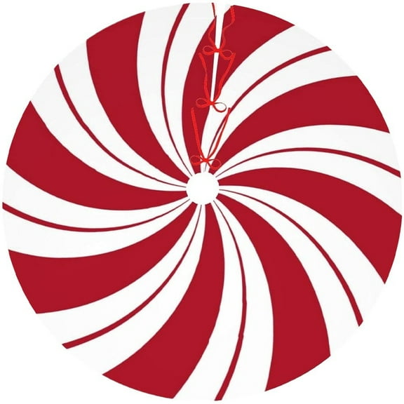 120cm Christmas Tree Skirt Swirl Candy Xmas Tree Skirts Christmas Tree Mat Plush Trees Skirts Christmas Tree Decoration Round Cover Rug