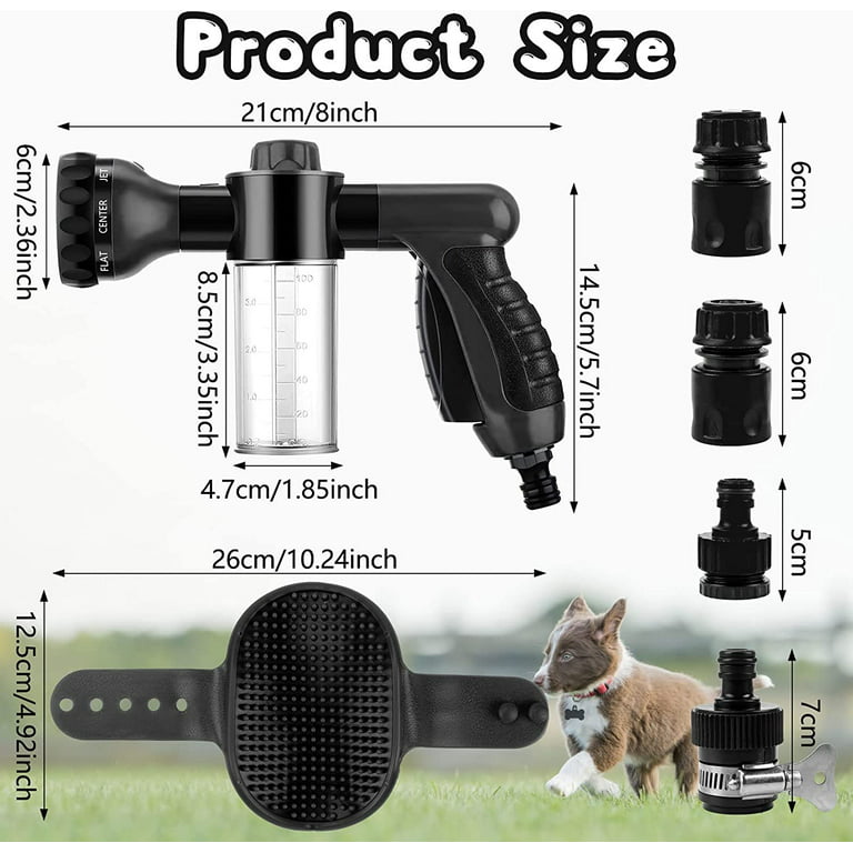Oneisall 6 Pieces Pet Bathing Tool Set Include Hose Spray Nozzle Livestock  Foamer Soap Dispenser with Connectors and Dog Rubber Comb Brush, Dog  Bathing Sprayer for Pets Showering, Green 