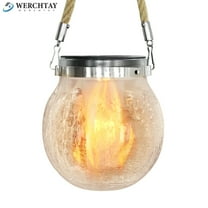 WERCHTAY Solar Lantern Crackle Glass Ball, Garden Hanging Solar Lights Outdoor Waterproof Lanterns LED for Outdoor Decor Patio Yard Lawn Pathway，Christmas