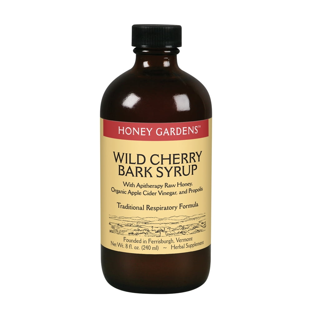 Honey Gardens Wild Cherry Bark Syrup with Apitherapy Raw Honey