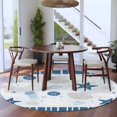 thumbnail image 3 of Round Rugs 7Ft, Blue Coastal Round Area Rug Washable Indoor Throw Carpet, Ocean Nautical Starfish Coral Striped Large Non Slip Circle Rug for Dining Room Playroom Home Decor Aesthetic, 3 of 8