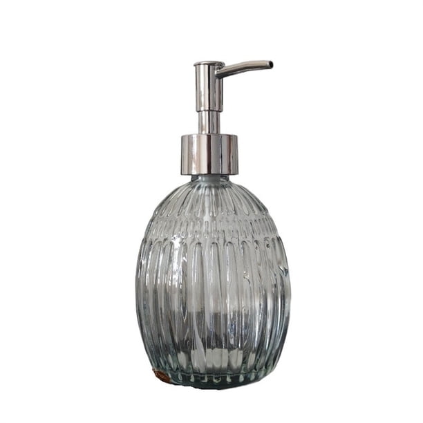 Dispensador de jabón de vidrio transparente de 400 ml con dispensador de loción con bomba, dispensador de jabón recargable, dispensador de líquido de vidrio for jabón de manos, loción